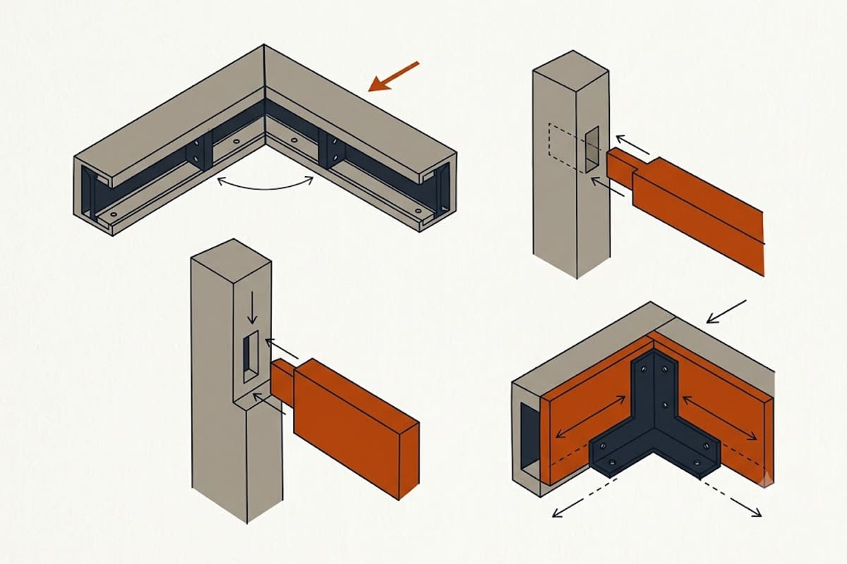 Post, mitre and woven corners