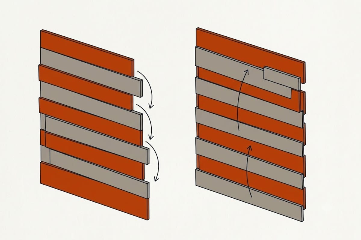 Correct lapping against reverse lapping
