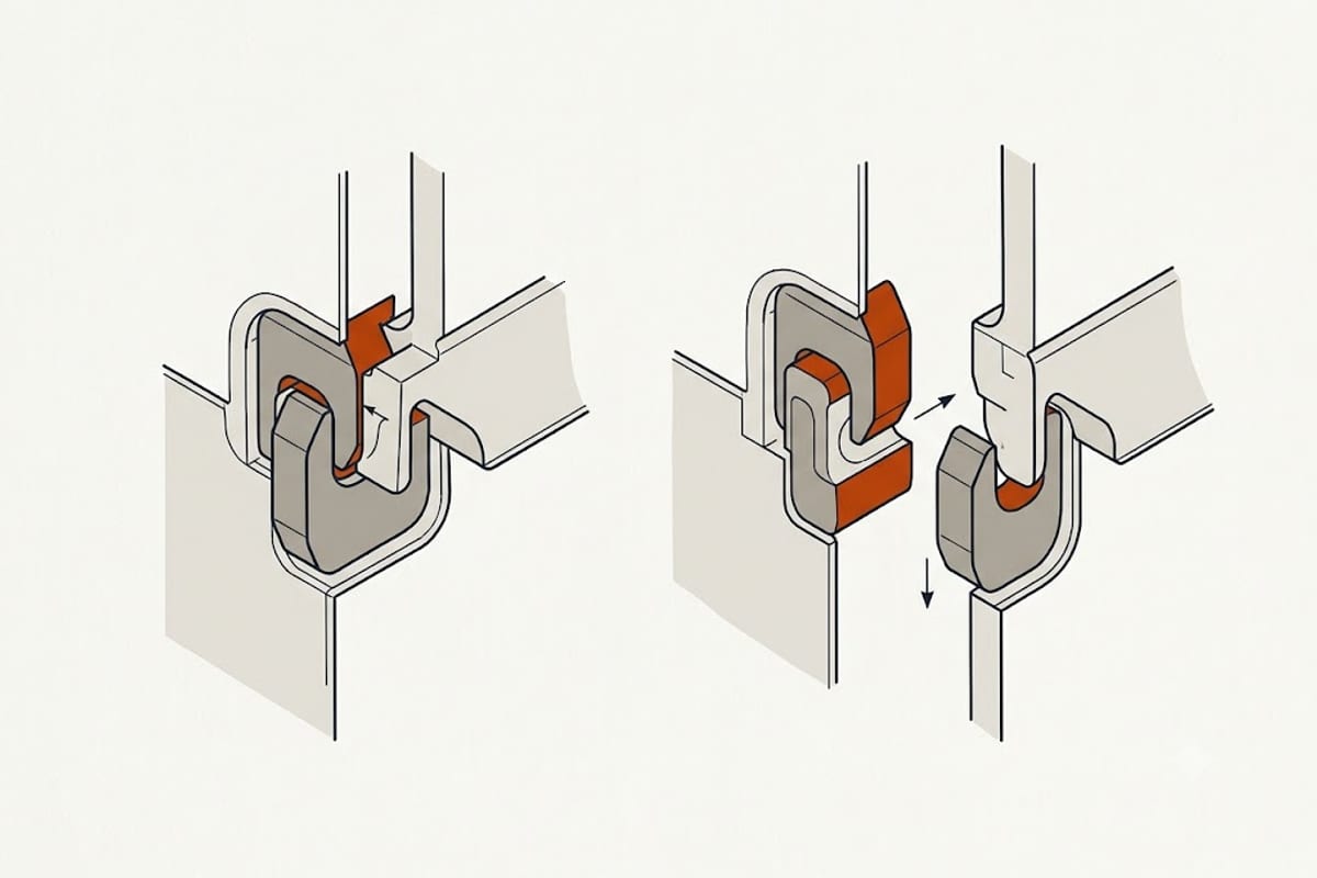 An engaged lock beside a disengaged one